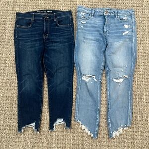 Two pair American Eagle Crop Jeggings 12